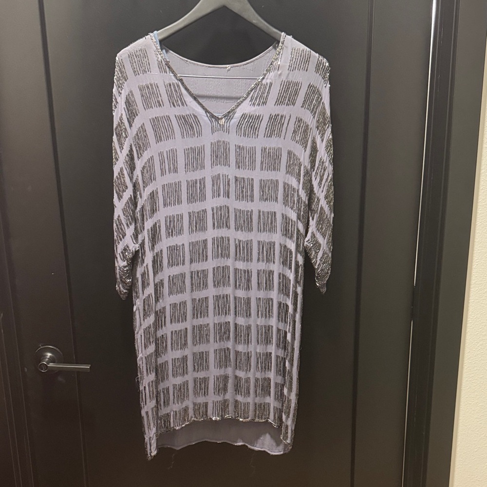 Gray Beaded Roaring 20’s Style Dress / Tunic Top